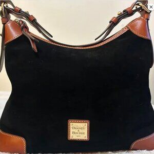 Dooney & Bourke Black Suede Leather Hobo Handbag